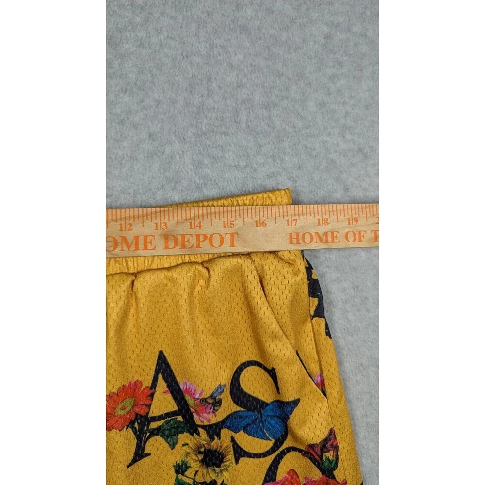 Almost Someday Men Shorts XL Floral Art Mesh Drawstring Retro Relax Fit‎